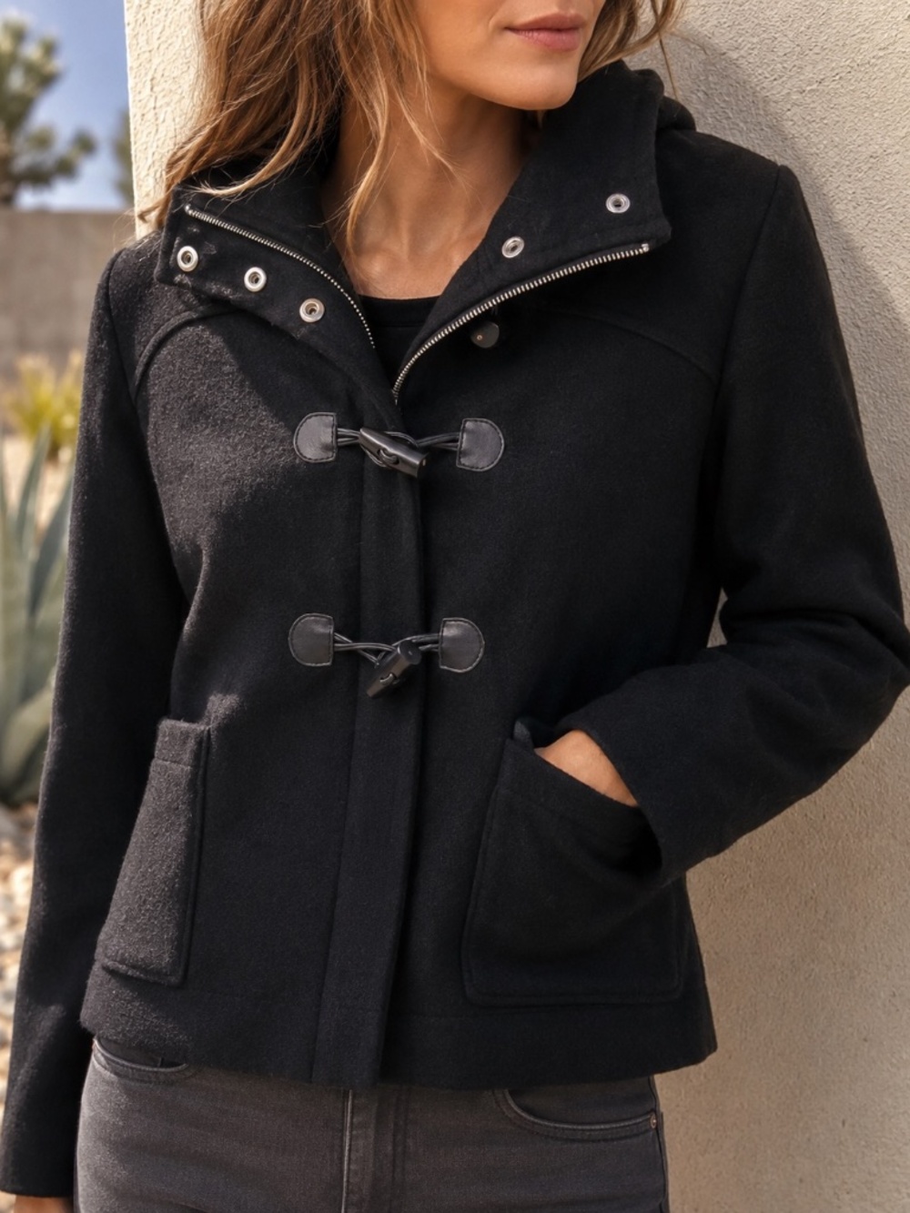 Saks Fifth Avenue Loro Piana Wool Toggle Jacket Women’s Size 8 Black - Picture 2 of 3